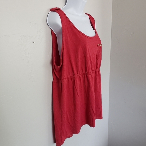 Maurices Plus 1 Red Tank Top Empire Waist Studs 1X - Picture 5 of 8
